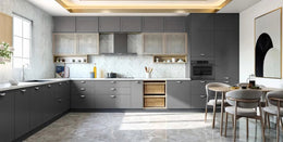 U-Shaped Kitchen with Tall Unit & Built-in Dining Area