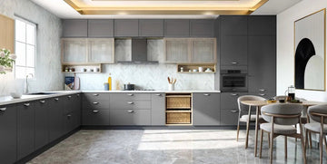 U-Shaped Kitchen with Tall Unit & Built-in Dining Area