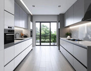 Parallel Kitchen with Balcony View