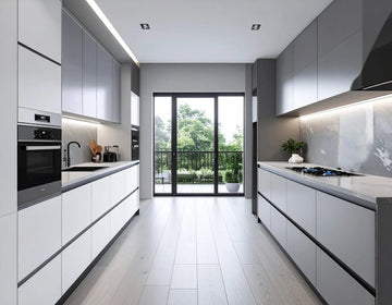 Parallel Kitchen with Balcony View