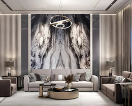 Premium Modern Living Room Design with Abstract Marble Wall and Elegant Lighting