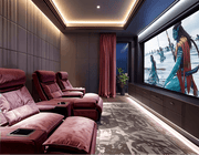Modern Luxe Home Theatre with Plush Recliners and Ambient Glow