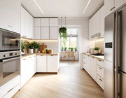 U-Shaped Scandinavian Kitchen in Matte White