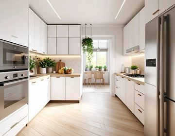 U-Shaped Scandinavian Kitchen in Matte White