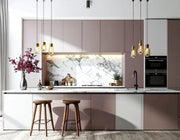 Contemporary Luxe Island Kitchen in Soft Mauve & Ice Grey