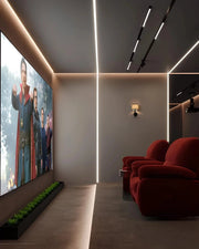 Minimalist Ultra-Modern Home Theatre with Linear Ambient Lighting