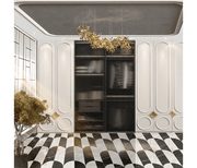 Door Contemporary Black Glass Wardrobe With Vertical Fluted Design