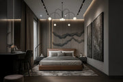 Modern Luxury Bedroom with Sculptural Elegance and Ambient Lighting
