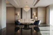 Sophisticated Modern Living Room with Navy Accent Chairs