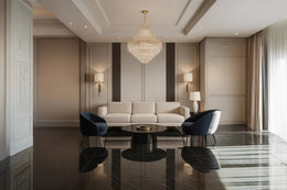 Sophisticated Modern Living Room with Navy Accent Chairs