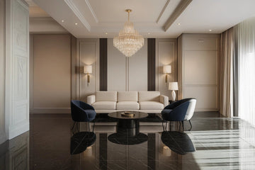 Sophisticated Modern Living Room with Navy Accent Chairs