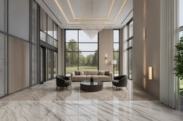 Modern High-Ceiling Lobby with Panoramic Views