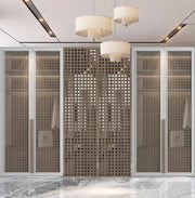 Ethnic Fusion Sliding Wardrobe with Central Jaali Panel Accent