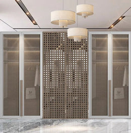 Ethnic Fusion Sliding Wardrobe with Central Jaali Panel Accent