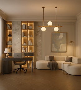 Contemporary Elegant Office with Soft Lighting and Warm Ambiance
