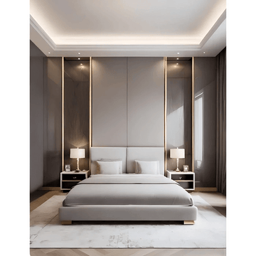Premium Contemporary Guest Bedroom Design with Luxe Minimalism and Ambient Lighting