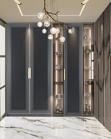 Neo-Modern Wardrobe with Art Deco-Inspired Display Shelving