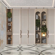 Boho-Minimalist Full-Length Wardrobe - Dual Arched Bookshelves