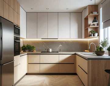 Natural Matte Modern U-Shaped Kitchen