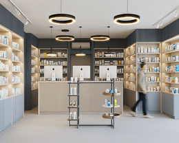 Nordic-Inspired Contemporary Pharmacy – Minimalist, Functional & Warmly Inviting