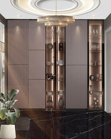 Modern Luxe Combination Wardrobe with Open Glass Display