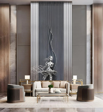 Premium Modern Living Room Design with Artistic Wall Panel
