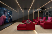 Striking Dual-Zone Home Theatre with Premium  Recliners & Loungers
