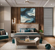 A Bedroom with Rich Textures and Elegant Contrast