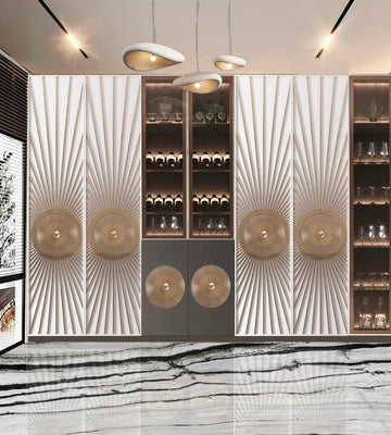 Modern Luxury Art Deco Wardrobe with Integrated Glass Display