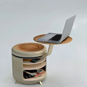 Multifunctional Laptop Stool with Rotating Table & Open Storage