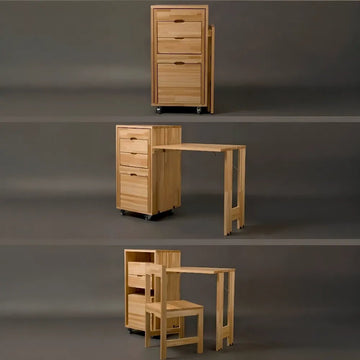 Folding Mobile Workstation with Hidden Chair & Table