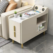 Multifunctional Sofa Side Cabinet with Charging & Storage