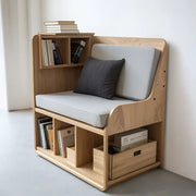 Compact Reading Nook with Integrated Shelving