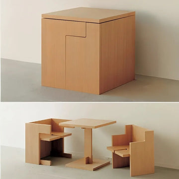 Foldable Cube Dining Set with Integrated Chairs