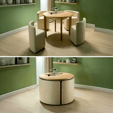 Circular 4-Seater Dining Set with Concealed Seating