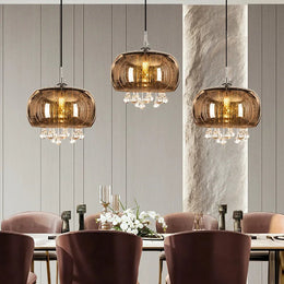 Hand-blown amber-tinted glass dome