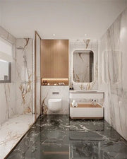 Elegant Marble Bathroom with Modern Warm Accents
