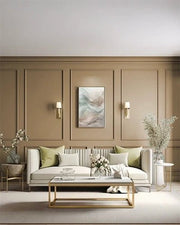 Neutral Panelled Living Room with Gold Accents & Minimalist Elegance