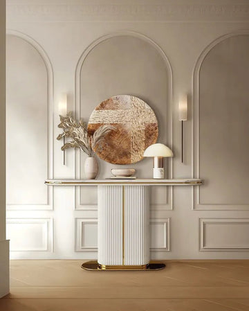 Tahiti Marble Console Table In White Colour