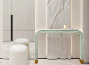 Moroccan Bone Inlay Console Table In Sea green Finish