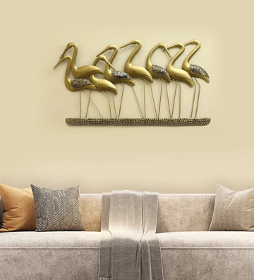 Iron French Flamingo Multicolour Floral Wall Art