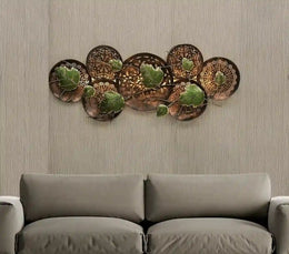 Wrought Iron Decorative Leaf Wall Art With Led In Multicolour