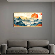 Sunrise In Mountains Glass Finish Horizontal Wall Art